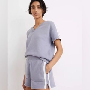 NWT Madewell Airyterry V-Neck Sweatshirt Tee: Varsity-Striped Edition